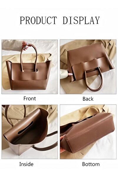 Generic Shoulder Tote Bag Faux Leather Flap Design Handbag Large Capacity Bucket Bag Fashionable Messenger