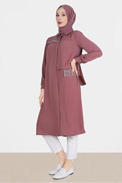 TRENDTESETTÜR Pink Stone Detailed Women's Tunic - Rose T 42544