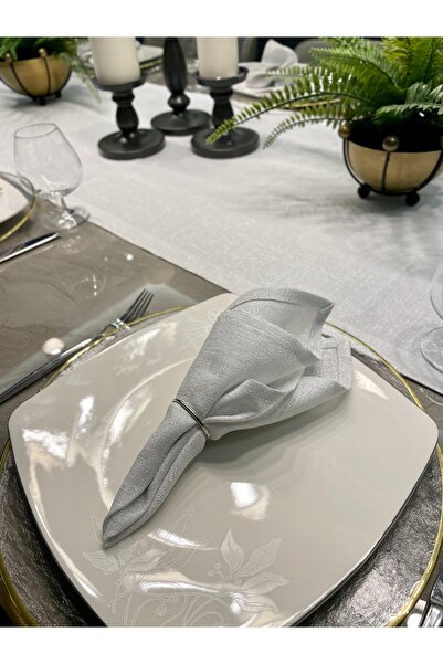 Decamor home Silver Glitter Linen Textured White Carefree Long Runner