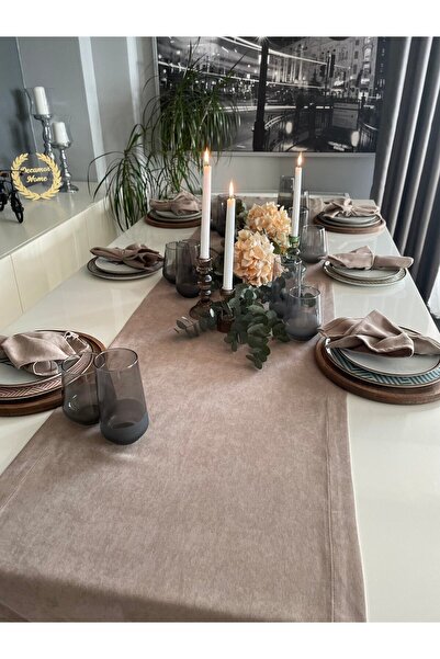 Decamor home Velvet Textured Hassle-Free Milk Coffee Long Runner (Not Including the Nappe)