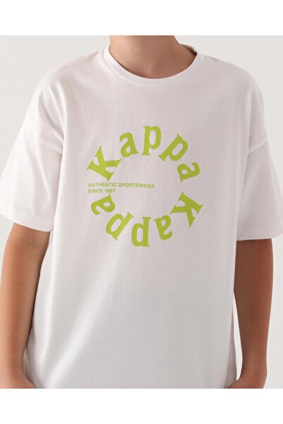 Kappa Authentic Alvaro Boy's Ecru Oversize Fit T-Shirt
