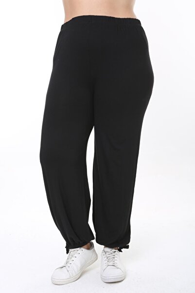 LİVE SPORT Black Large Size Women's Baggy Trousers - Loose Fit