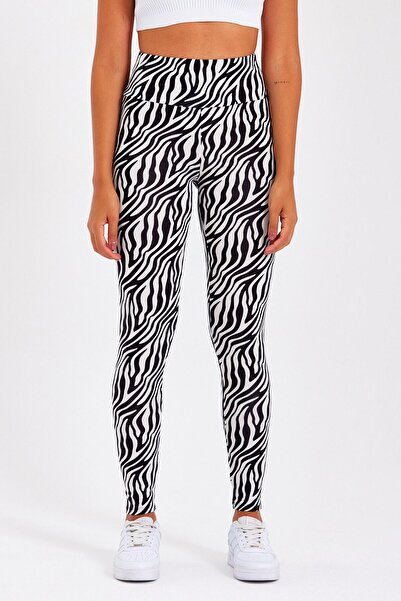 Avones Colanți din viscoză din Lycra cu talie înaltă cu model zebră