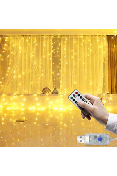 Sanlux Luminițe de Crăciun tip perdea 3x3 m, 300 LED-uri, alimentare USB, câr...