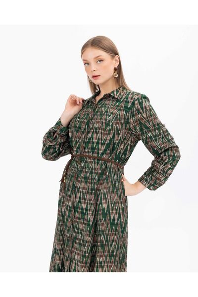 Gala-Xi Μεγάλο μέγεθος Μακρυμάνικο με σχέδιο με κουμπιά σε όλο το μήκος Μακρύ χειμωνιάτικο γυναικείο φόρεμα 2321001078