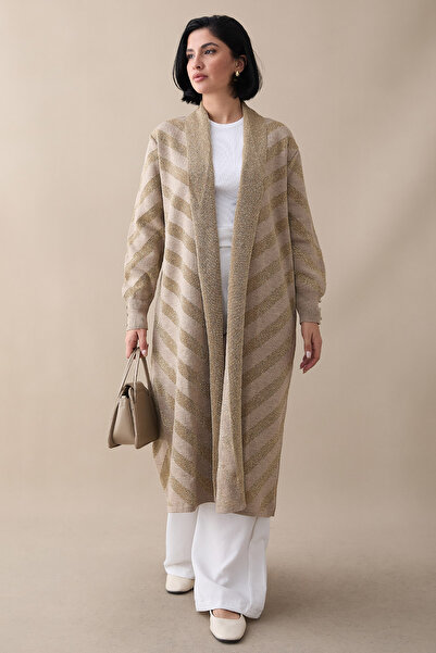 InStyle Beige Knitwear Jacket with Glitter Detail