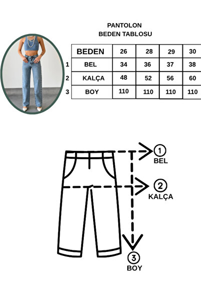owwon Pantaloni de damă, albaștri, cu talie înaltă, cu perle și strasuri