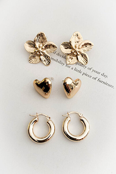 roshel Boxed 3 Pair Earring Set, Flower, Heart, Folk Earrings