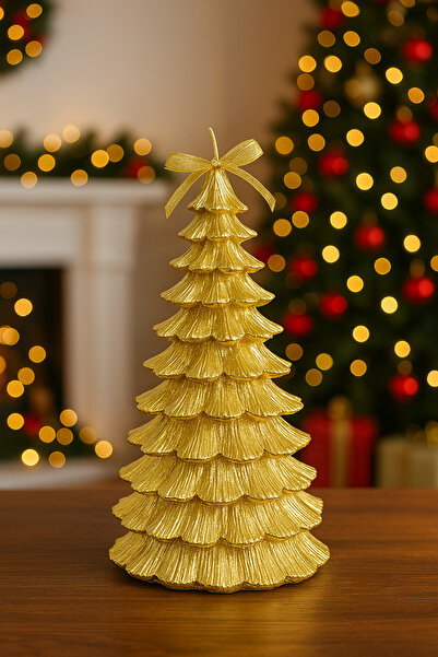 OEM Golden Tree-Shaped Decorative Candle, Premium Design, 25 cm, ~30h Burn Time