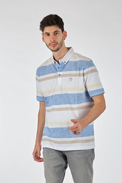 CLAUDIO CAMPIONE Поло з коміром, зручний крій, короткі рукави, екрю, чоловіча футболка 5098530