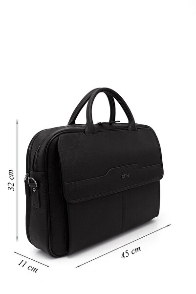 GÖNDERİ(R) Unisex Black Genuine Leather Notebook And Briefcase