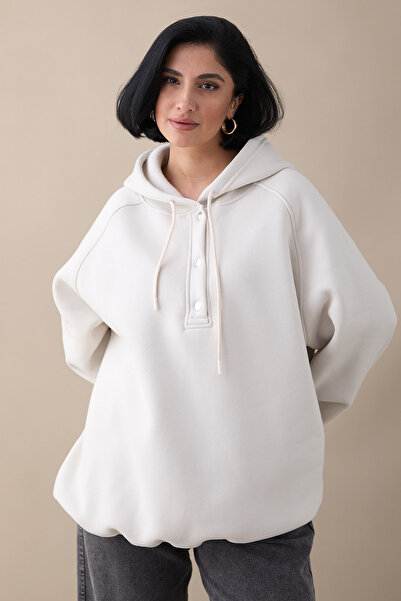 InStyle Κρεμαστό κολάρο με κουκούλα Κρεμ Σουέτ