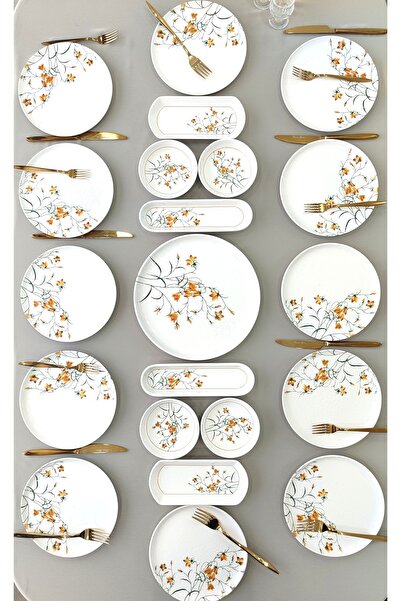 Yiğit Seramik Züccaciye Çiğdem Model Σετ πρωινού 21 τεμαχίων για 12 άτομα Σετ πρωινού[Κίτρινο 12]