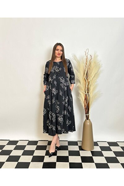 DE WHITES Plus Size Dress with Ruched Detail, Pocket Detail and Belt