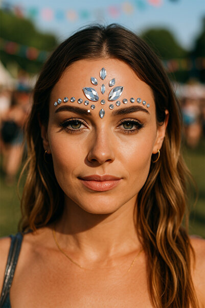 BearPear Lotus Kendinden Yapışkanlı Kristal Face Gems Yüz Makyaj Festival Yüz...