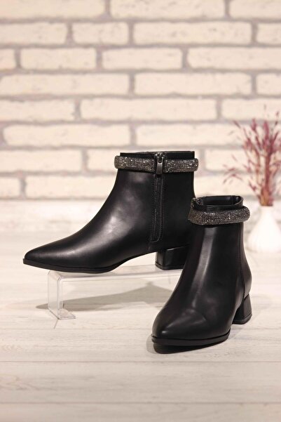 DERİ KABUSU Women's Ankle Boots with Stone Detail 225