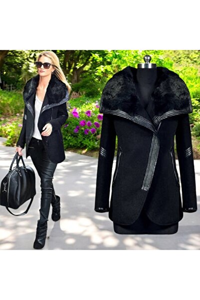 Barbora Kışlık Kaşmir Yaka Kadın Kaşe Kaban