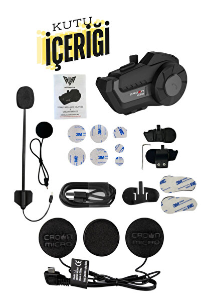 Crown Micro C10 Motosiklet Kask Kulaklık Intercom Uygulama Destekli Motosiklet interkom