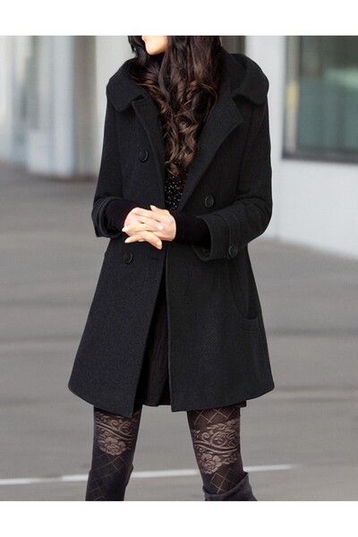 Toridas Büyük Düğmeli Yaka Detaylı Kaşe kaban