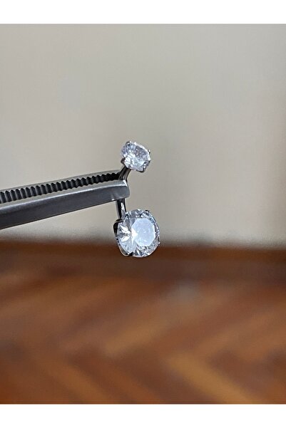Rupen Kraft Çift Taş Gümüş Renk Ultraliğht 10 mm Titanyum Göbek Piercingi