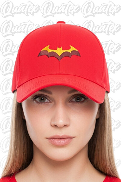 QUATEX Pălărie Brodată Batsman – Roșu 100% Bumbac Gabardine Model Unisex