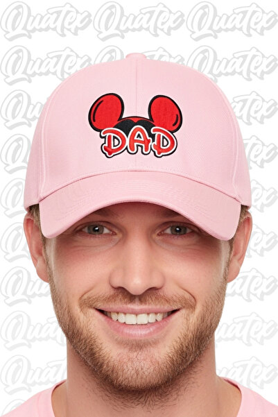 QUATEX Κεντητό καπέλο Mickey Dad – Ροζ 100% βαμβακερό μοντέλο Unisex Gabardine