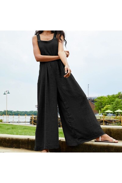 1tarz Keten Yazlık Günlük Salaş Kadın Tulum