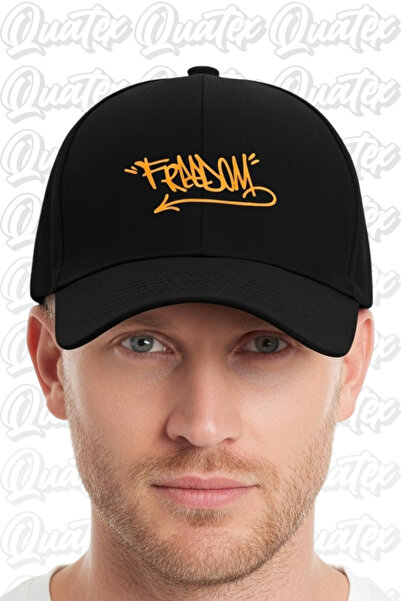 QUATEX Καπέλο Freedom Embroidered – Μαύρο 100% βαμβακερό μοντέλο Unisex Gabardine