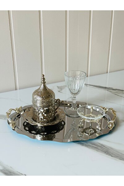 Melinda Lunea Silver Handle Oval Presentation Serving Tray (20X25Cm)