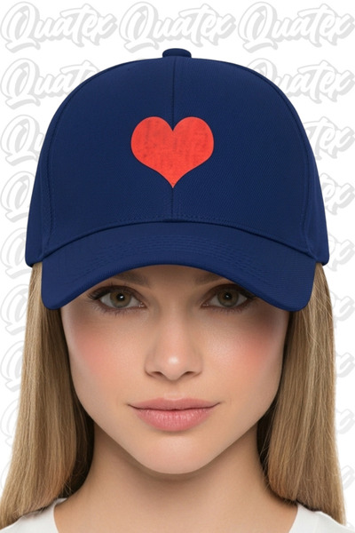 QUATEX Капелюх з вишитим серцем – темно-синій, 100% бавовна, габардин, унісекс