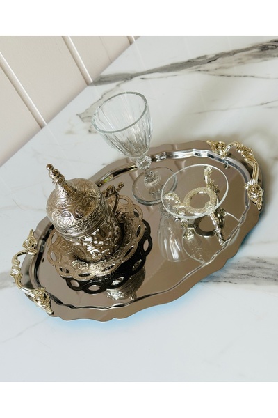 Melinda Lunea Silver Handle Oval Presentation Serving Tray (20X25Cm)