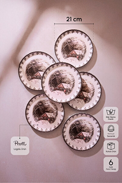 Perotti Vintage Friendly Village 6-Person Cake Set 21 cm