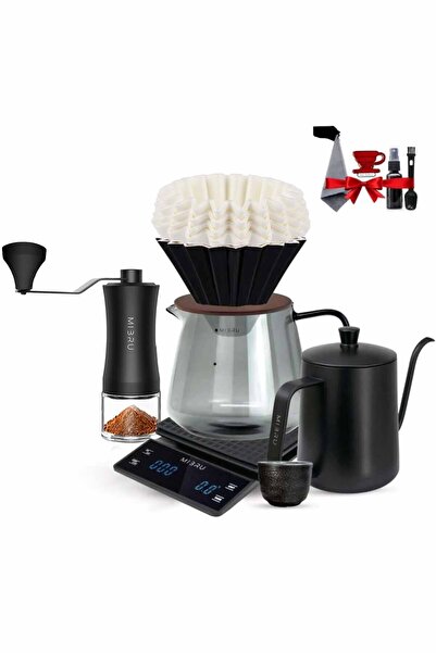 MIBRU مجموعة قهوة V60 مكونة من 11 قطعة من أدوات تحضير القهوة بالتنقيط، مطحنة يدوية ممتازة للسكب