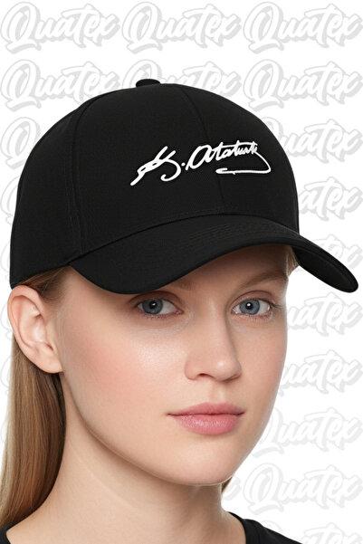 QUATEX Pălărie brodata Ataturk - Model unisex din Gabardină neagră 100% bumbac