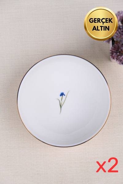 tabakevi Tabak Evi Porselen Natura İris Altın Yaldız Kase 13,50cm 2 li