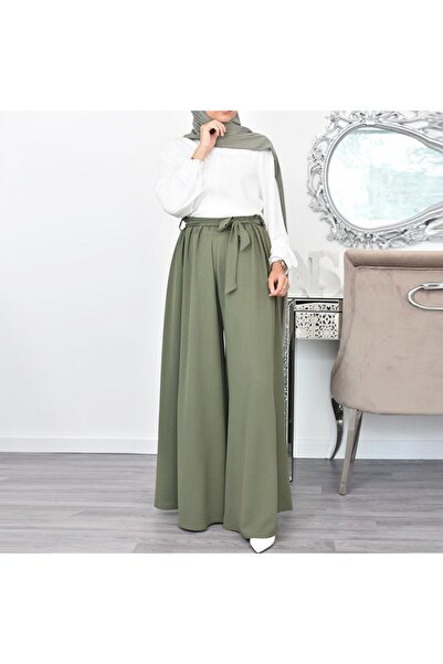 1tarz Keten Yazlık Günlük Kemerli Kadın Pantolon Şalvar
