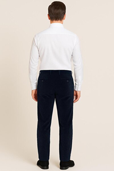 BURSPA Rahat Kesim Kışlık Içi Polarlı Açık Lacivert Erkek Kadife Baba Pantolon