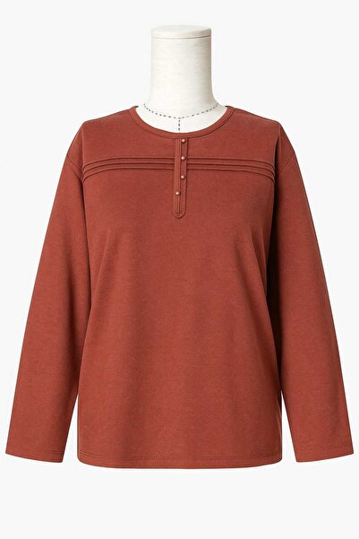 Nacar Moda Kadın Kışlık Likralı Anne Penye Bluz Çizgili Şeritli