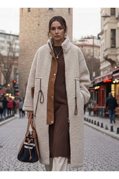 Toridas Jachetă din pluș cu fermoar și detalii cu legături în talie