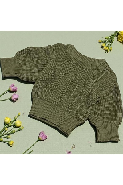 RYZE ÇOCUK Crew Neck Basic Sweater Khaki