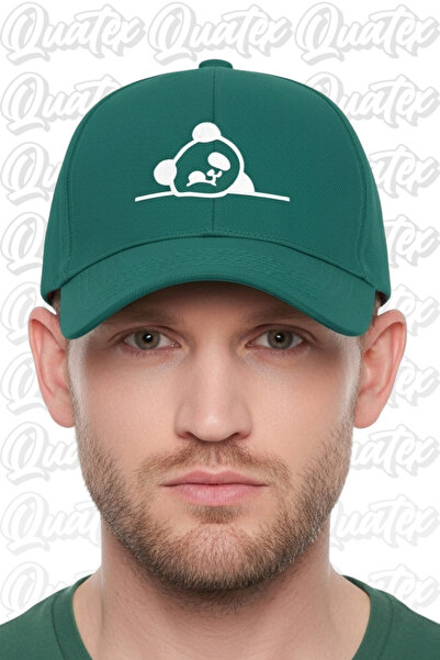 QUATEX Panda Embroidered Hat – Green 100% Cotton Gabardine Unisex Model