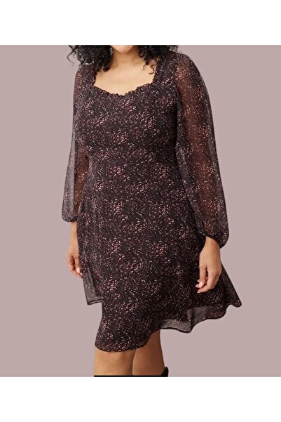 YUSERH Çok Renkli Şifon Mini Dokuma Büyük Beden Elbise