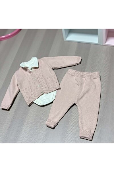RYZE ÇOCUK Yakali Body Hair Braided Cardigan Tricot Three-Piece Bottom Top Se...