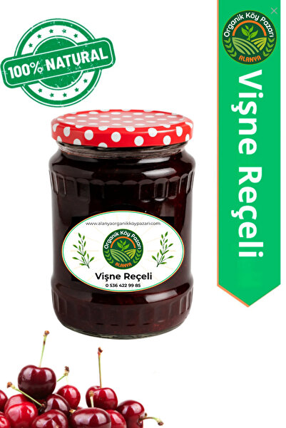 alanya organik köy pazarı %100 Doğal Vişne Reçeli 700 g ◆ Yoğun Meyve Taneli ...