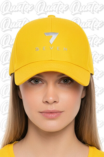 QUATEX Seven Embroidered Hat – Yellow 100% Cotton Gabardine Unisex Model