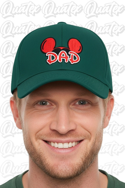 QUATEX Κεντητό καπέλο Mickey Dad – Πράσινο 100% βαμβακερό μοντέλο Unisex Gabardine