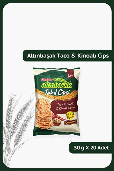 Ülker ALTINBAŞAK Tahıl Cipsi - Taco Aromalı & Kinoalı Çerez - 50 gram - 20 Adet
