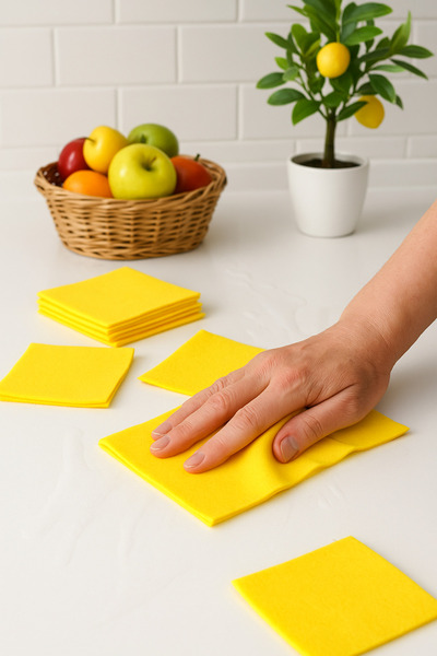 TOPALAKTİCARET 20 Pieces General Kitchen Cloth Yellow Cloth 38 X 40 cm Cleaning Cloth