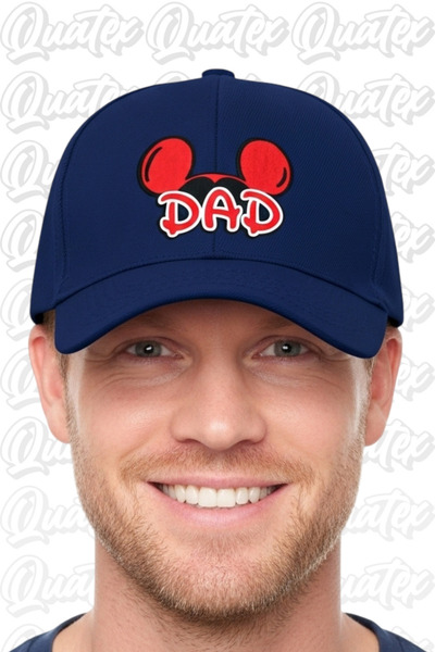 QUATEX Капелюх з вишивкою Міккі Дад – Синій 100% бавовна габардин, унісекс модель