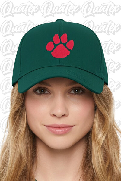 QUATEX Paw Embroidered Hat – Green 100% Cotton Gabardine Unisex Model
